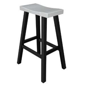   Outdoor Bar Stools   Black with White Leather Seat Patio, Lawn