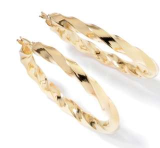 Twisted Technibond Hoop Earrings 14K Gold Clad Silver  