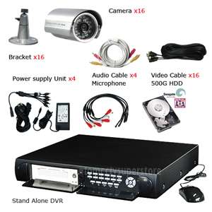 16CH CCTV H.264 Network DVR w/ 16 D/N Cameras DIY Kit  
