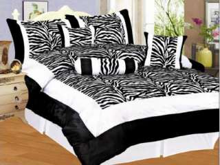 ZEBRA BLACK WHITE COMFORTER SET SATIN BED IN A BAG NEW  