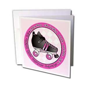   Pink with Black Roller Skate   Greeting Cards 12 Greeting Cards with