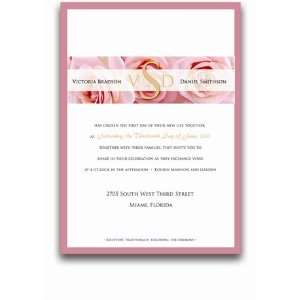   60 Rectangular Wedding Invitations   Pink Rose Party
