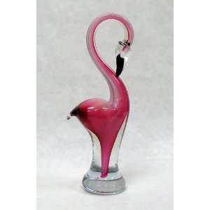  Pink Flamingo Blown Glass Art Figure Statue Sculpture 