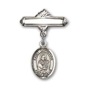   Baby Badge with St. Christian Demosthenes Charm and Polished Badge Pin