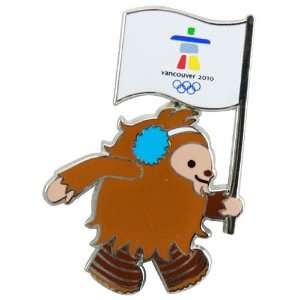   2010 Winter Olympics Quatchie Carrying Olympic Flag Collectible Pin