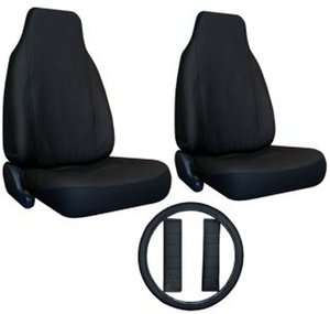 SEAT COVERS Car Truck SUV Synthetic Leather Black 5/pc  