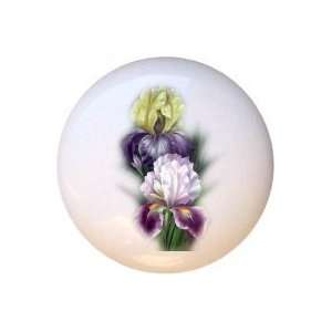 Iris Flowers Floral Drawer Pull Knob