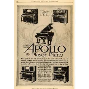   Player Piano Models Music Keys Instrument Grand   Original Print Ad