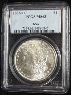 1882 CC Silver Morgan Dollar PCGS MS 63   GSA    