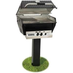   Propane Gas Grill On Black In ground Post Patio, Lawn & Garden