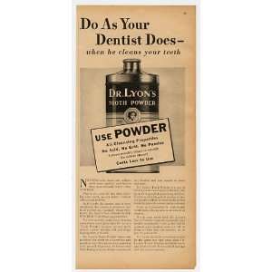  1938 Dr Lyons Tooth Powder Print Ad (12140)
