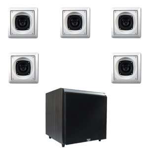 Speaker System w/5 4 In Wall/Ceiling Speakers & 10 Black Powered 