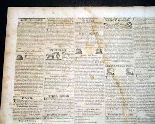   Old Newspaper LYNCHBURG VA Virgina Pre Civil War SLAVES Negroes Adv