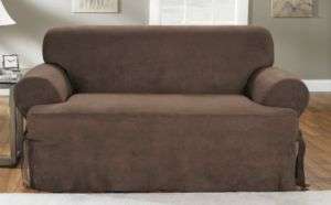 SOFT SUEDE Chocolate 1pc Loveseat Slipcover T Cushion  