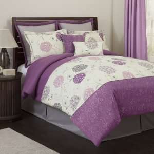   Comforter Set, Queen Size, Purple/Gray 
