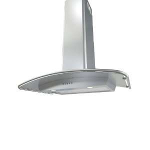  36 Wide Chimney Wall Mounted Range Hood with Curved Stainless Steel
