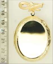 YBM lg. oval engraved locket, pink cameo, angel  