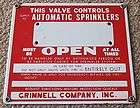   Porcelain Sign Grinnell Co Valve Automatic Fire Sprinkler System