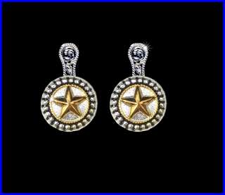 Western Cowgirl Silver/Gold Star 1 Concho Earrings  