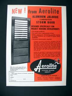 Aerolite Jalousie Aluminum Storm Door 1962 print Ad  
