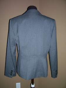   Basic Gray Textured Tailored One Button Blazer Suit Jacket 12  