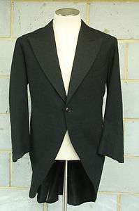 Mens vintage bespoke morning tailcoat tails coat size 44 charcoal grey