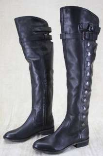   black leather button Over the Knee Leather OTK Tall Boots 6.5  