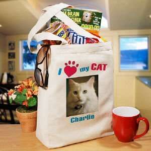  I Love My Cat Personalized Photo Tote Bag 