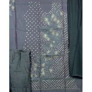 Gray Salwar Suit Fabric with All Over Embroidery and Sequins   Cotton