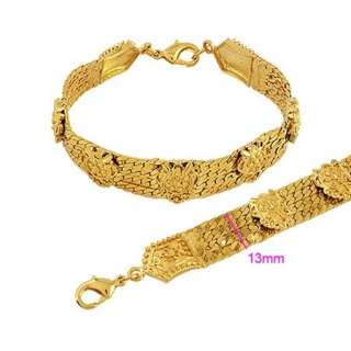 Thick 24k Yellow Gold Filled Mens Solid Cuff Bracelet Chain 8 L 