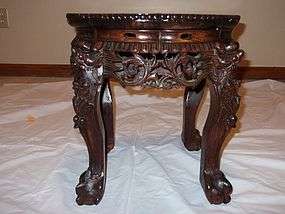 Antique Chinese Hongmu Table Marble Top 19th C  