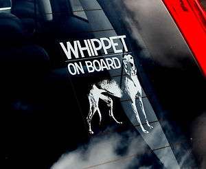 Whippet   Dog Car Window Sticker   Dog Sign,   n.Greyhound/harness 