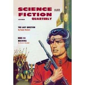  Vintage Art Science Fiction Quarterly Astronaut Sizes up 