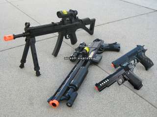 Lot of 4 Airsoft Guns  1 Sniper Rifle, 1 Shotgun & 2 Pistol  plus 