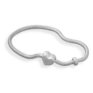   Story Bead Slide on Bracelet with Heart Bead Sterling Silver Jewelry