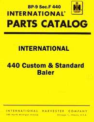 International 440 Custom and Standard Twine Wire Baler Parts Catalog 