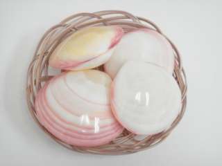 PINK CLAM POLISHED PAIRED SEA SHELL BEACH CRAFT 4 PCS #7338  