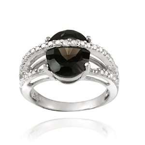   Silver 3.2ct Smokey Quartz & Diamond Accent Crossover Ring Jewelry