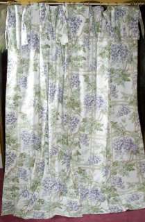   VINTAGE FRENCH COUNTRY LATTICE FLORAL LINED DRAPES CURTAINS  