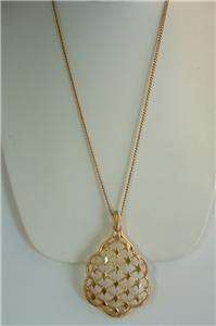 Vintage Trifari Goldtone Modernist Pendant Necklace  