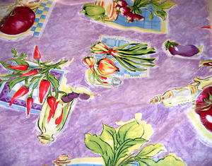 NIP SQUARE Lavender w Vibrant Print Vinyl Tablecloth  