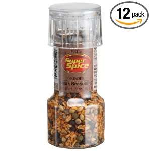 Super Spice, Steak Seasoning, 1.59 Ounce Grinders (Pack of 12)  