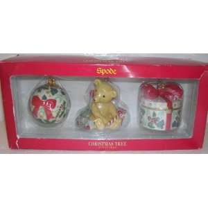  Set of 3 Spode Porcelain Christmas Tree Ornaments NEW $60 