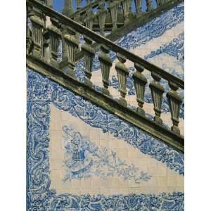 Detail of External Staircase Decorated with Azulejos (Tiles), Algarve 