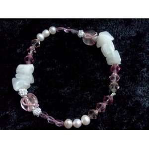 Handmade Breast Cancer Bracelet w/ Petalite Beads 