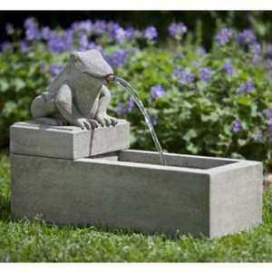   International Frog Plinth Cast Stone Fountain Patio, Lawn & Garden