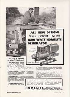 1956 Homelite Ad New 1500 Watt Homelite Generator  