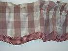   OF 2 NORFOLK ROSE W/RED CHECK LACE TRIM CAFE CURTAIN 32X37​ EACH