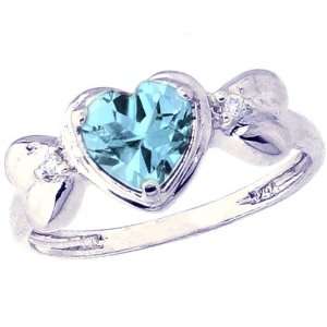   Sweet Heart and Diamond Ring Sky Blue Topaz, size6 diViene Jewelry