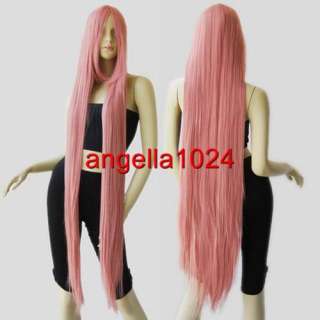 51 ex long bang straight dark pink cosplay wigs  